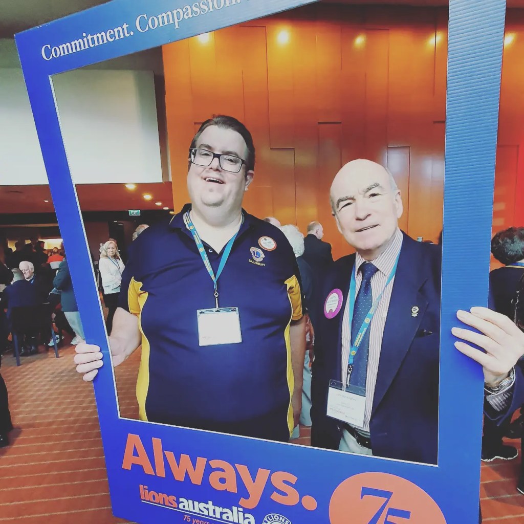 Salisbury Lions Club Lion Alex Coates and Glenside Lions Club President Lion John Standingford